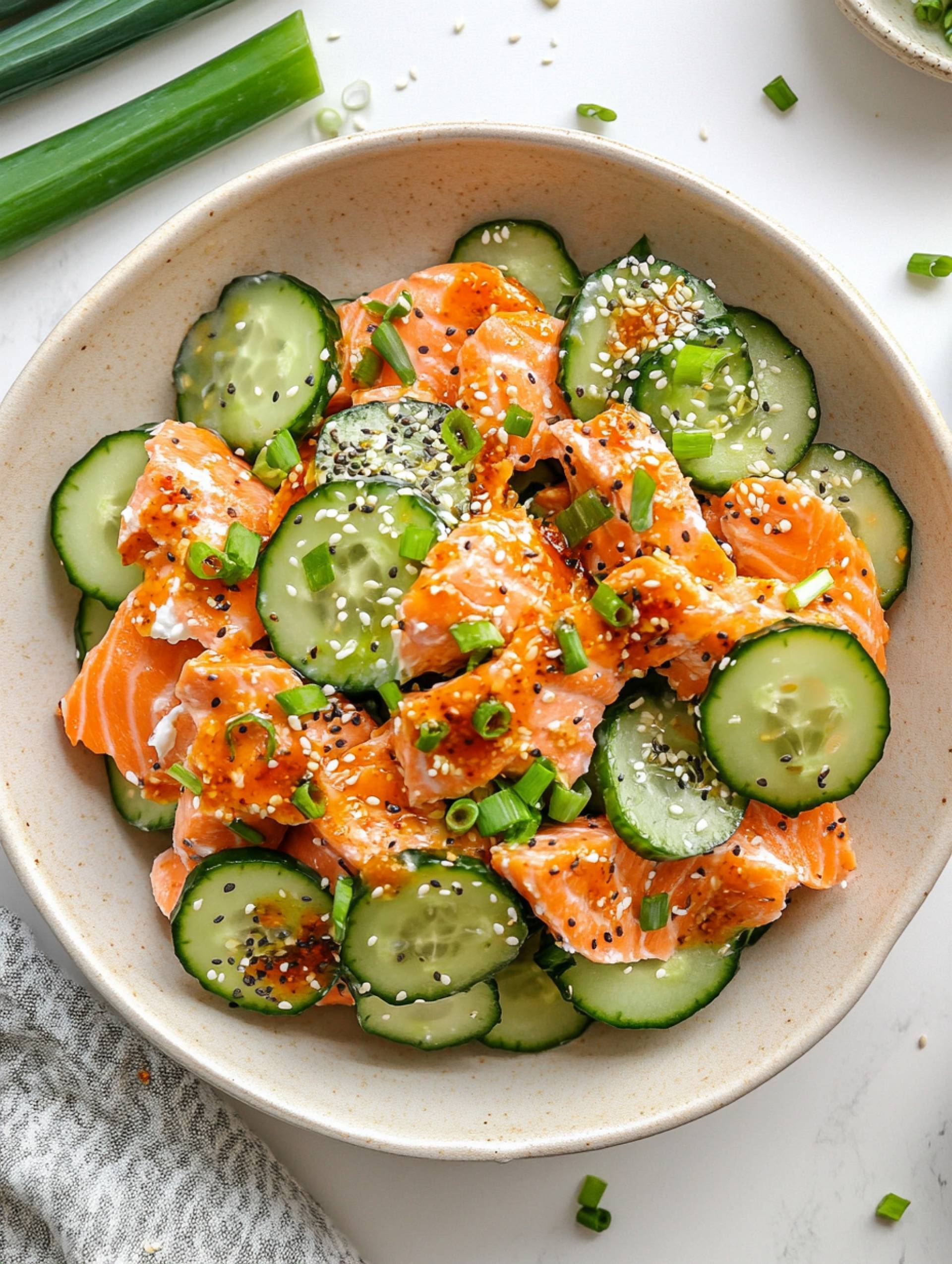 Spicy Cucumber Salmon Salad