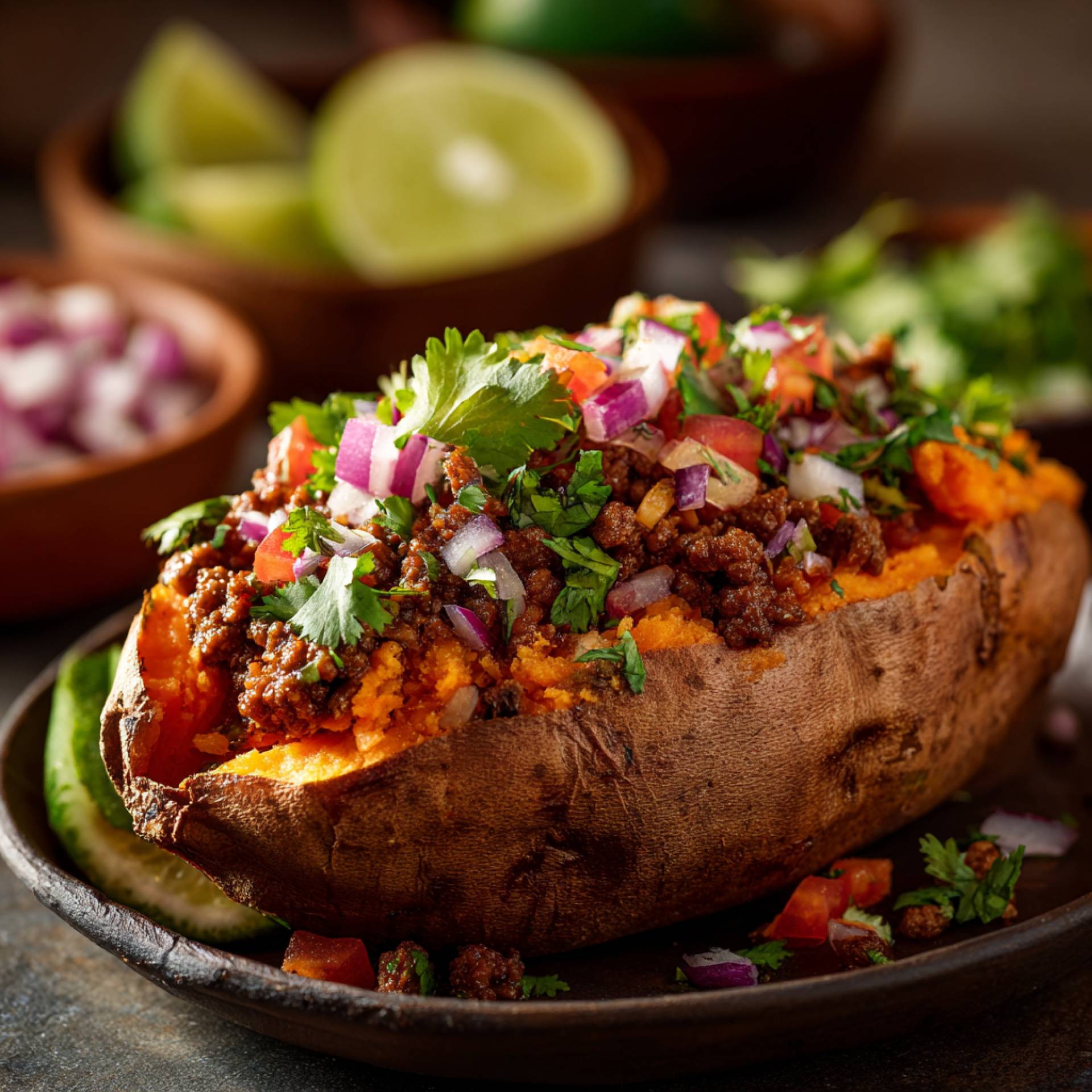 Fiesta Beef Loaded Sweet Potato