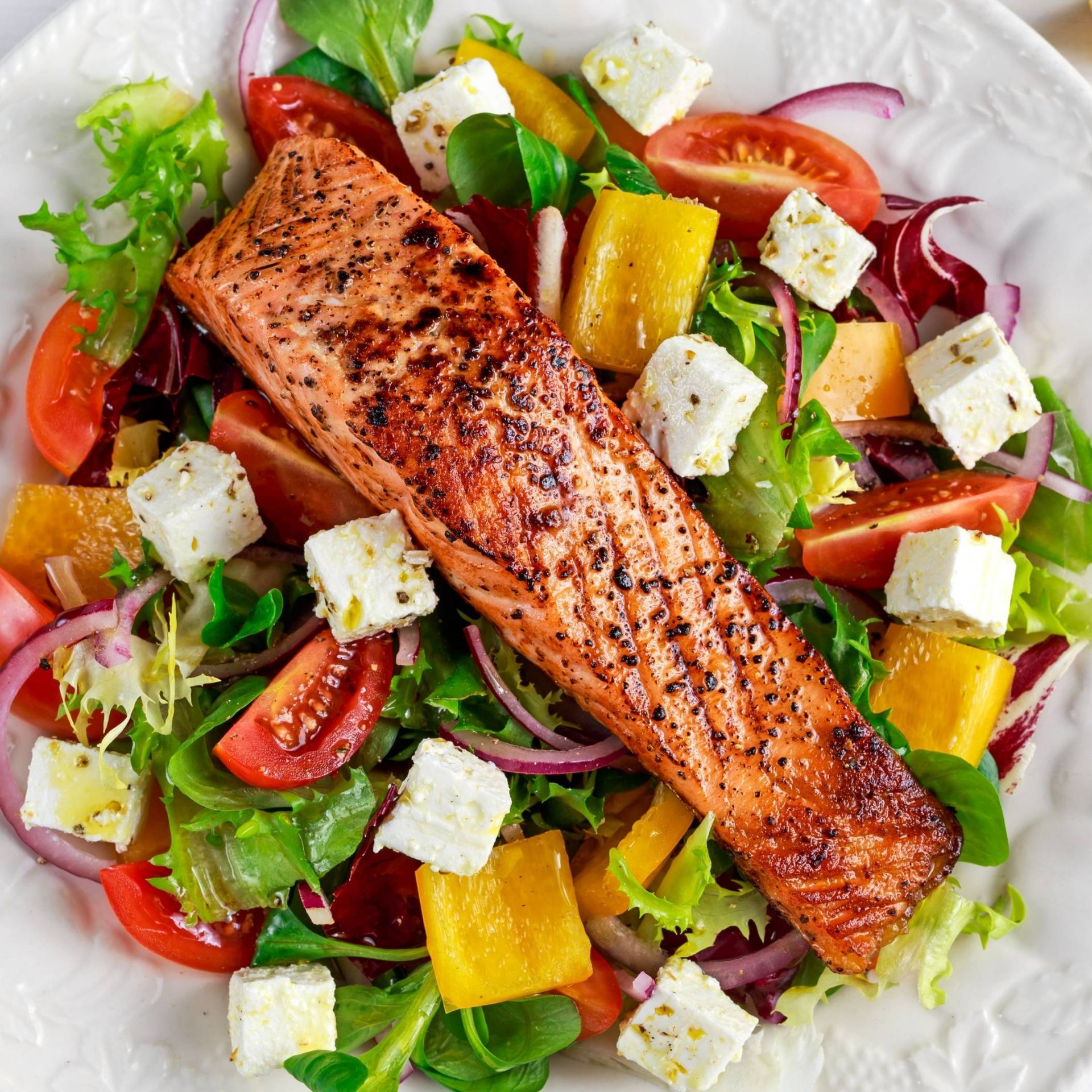 Chopped Salad [Harissa Salmon]