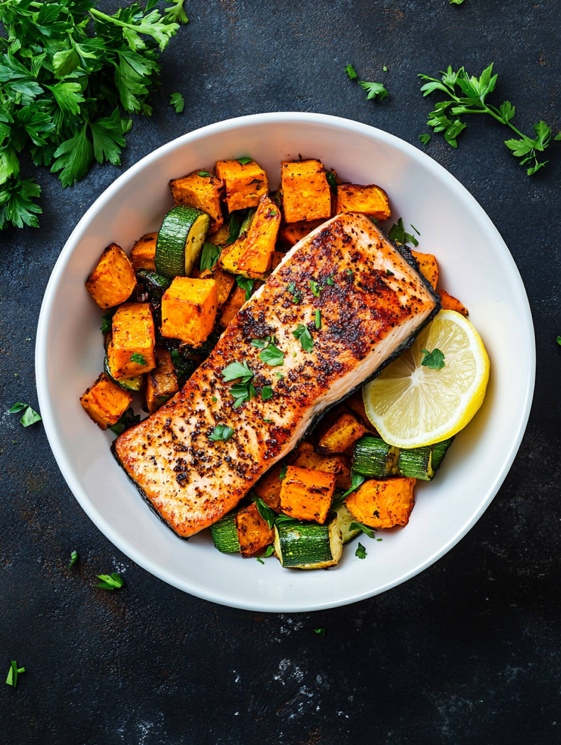 Blackened Salmon [Roasted Sweet Potatoes]