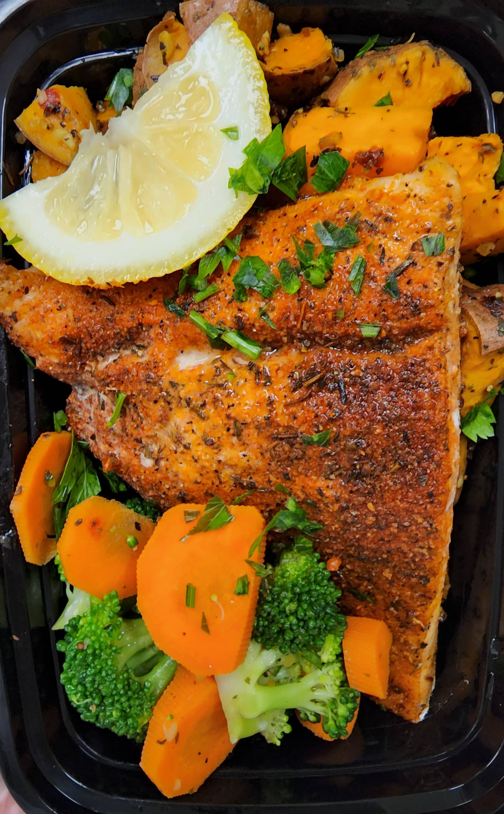 Blackened Salmon [Roasted Sweet Potatoes]