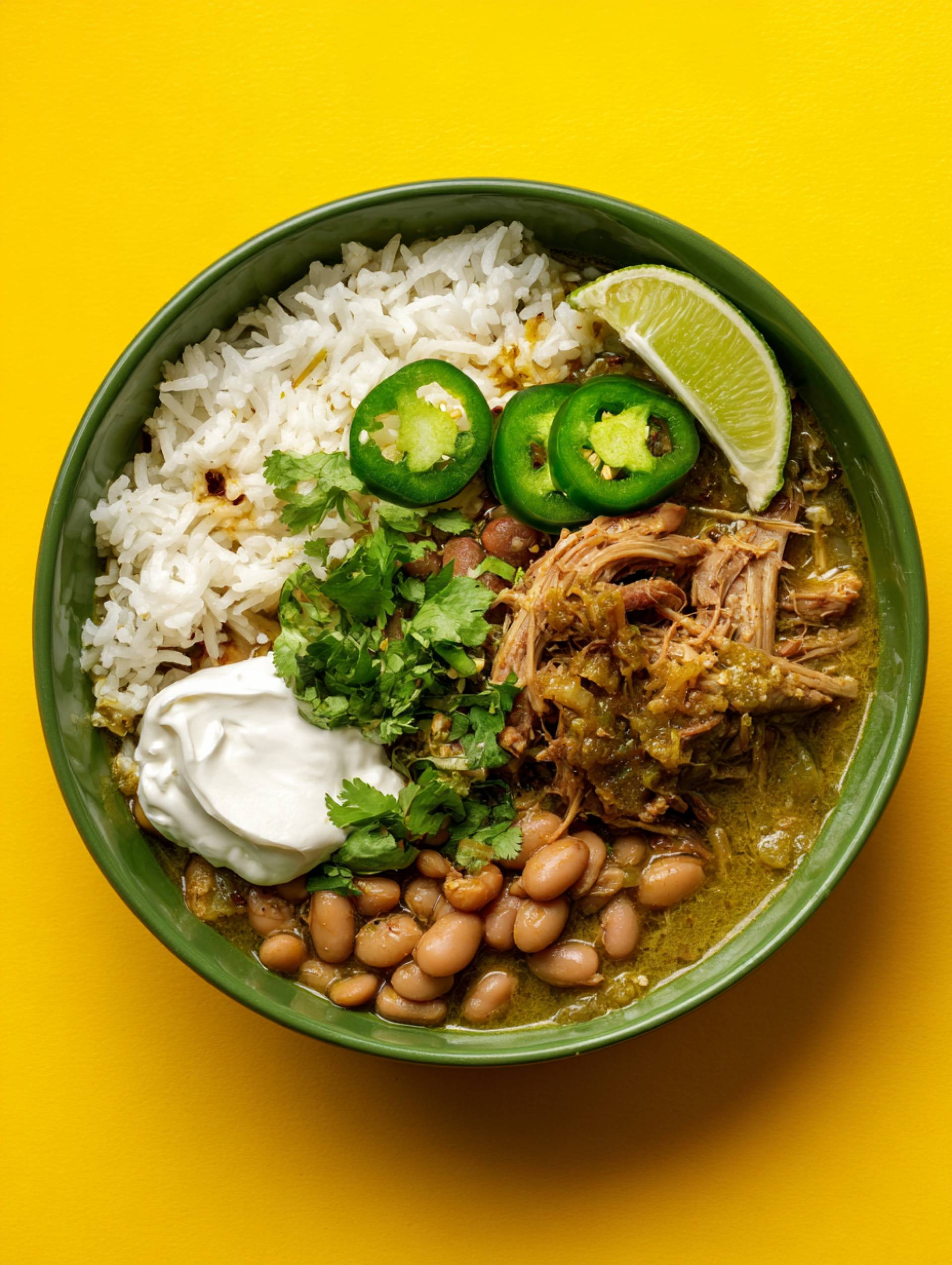Chili Verde (Pulled Pork Green Chili Bowl)