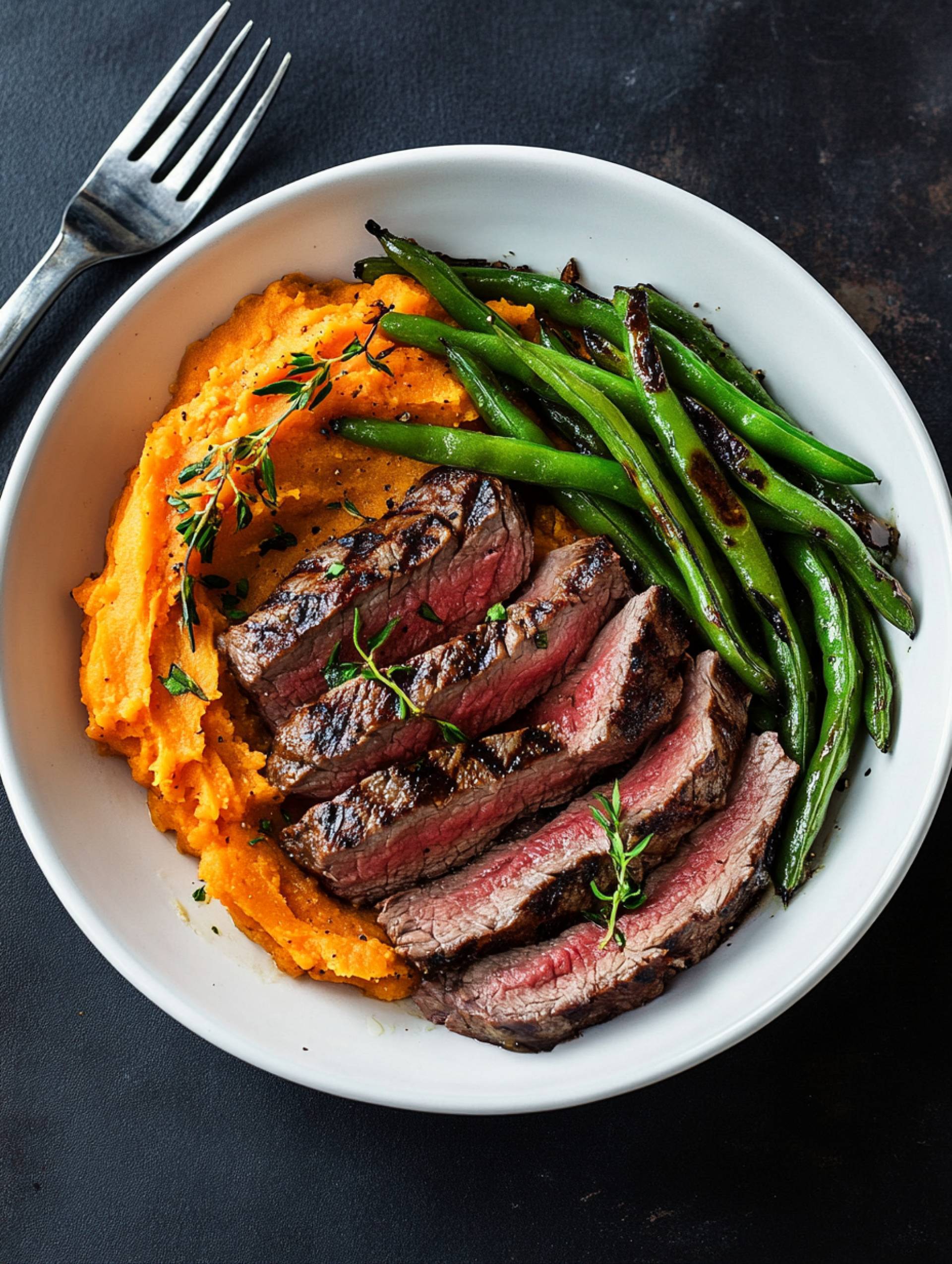 Grilled Steak & Sweet Potato Mash