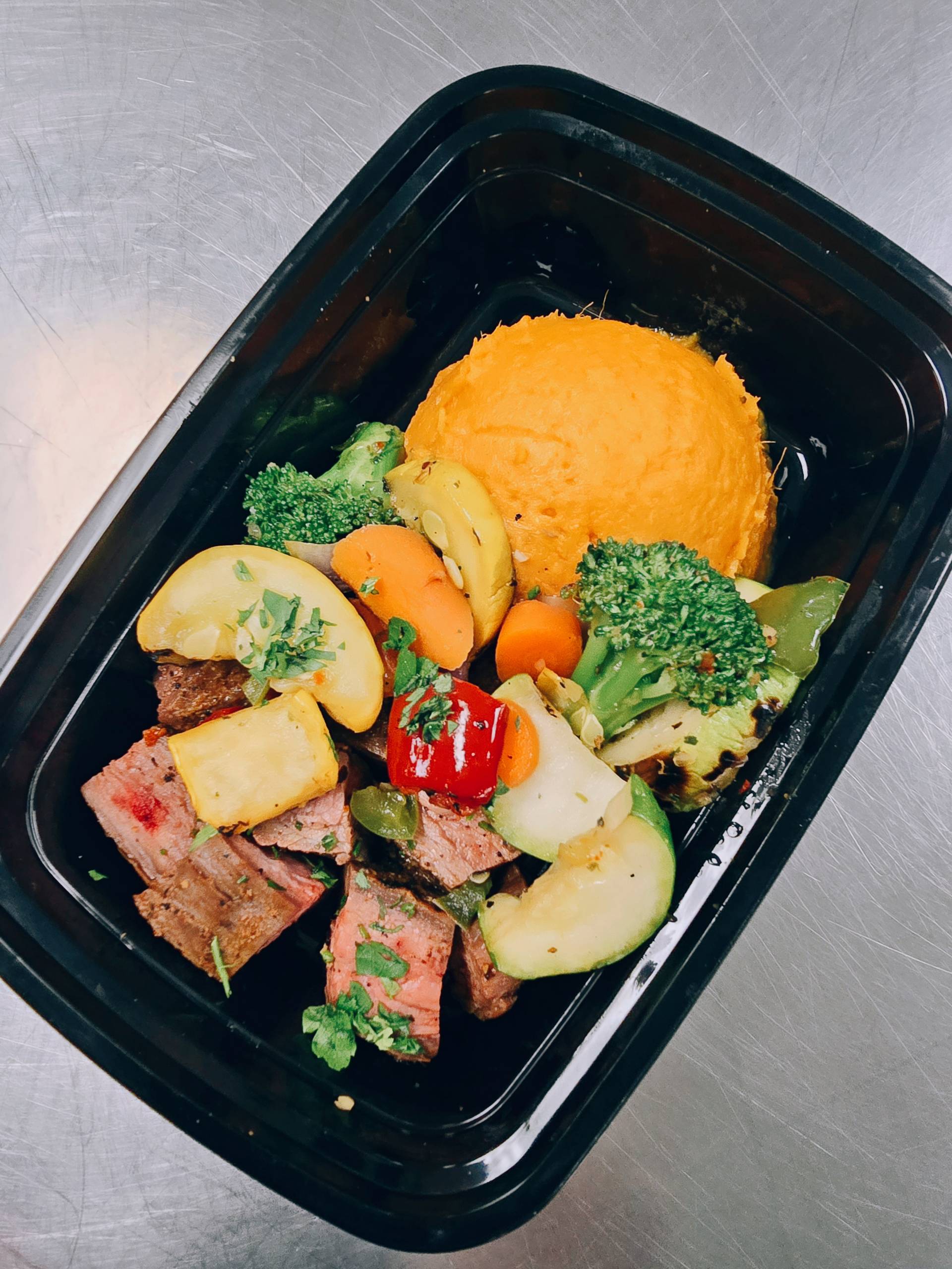 Grilled Steak & Sweet Potato Mash