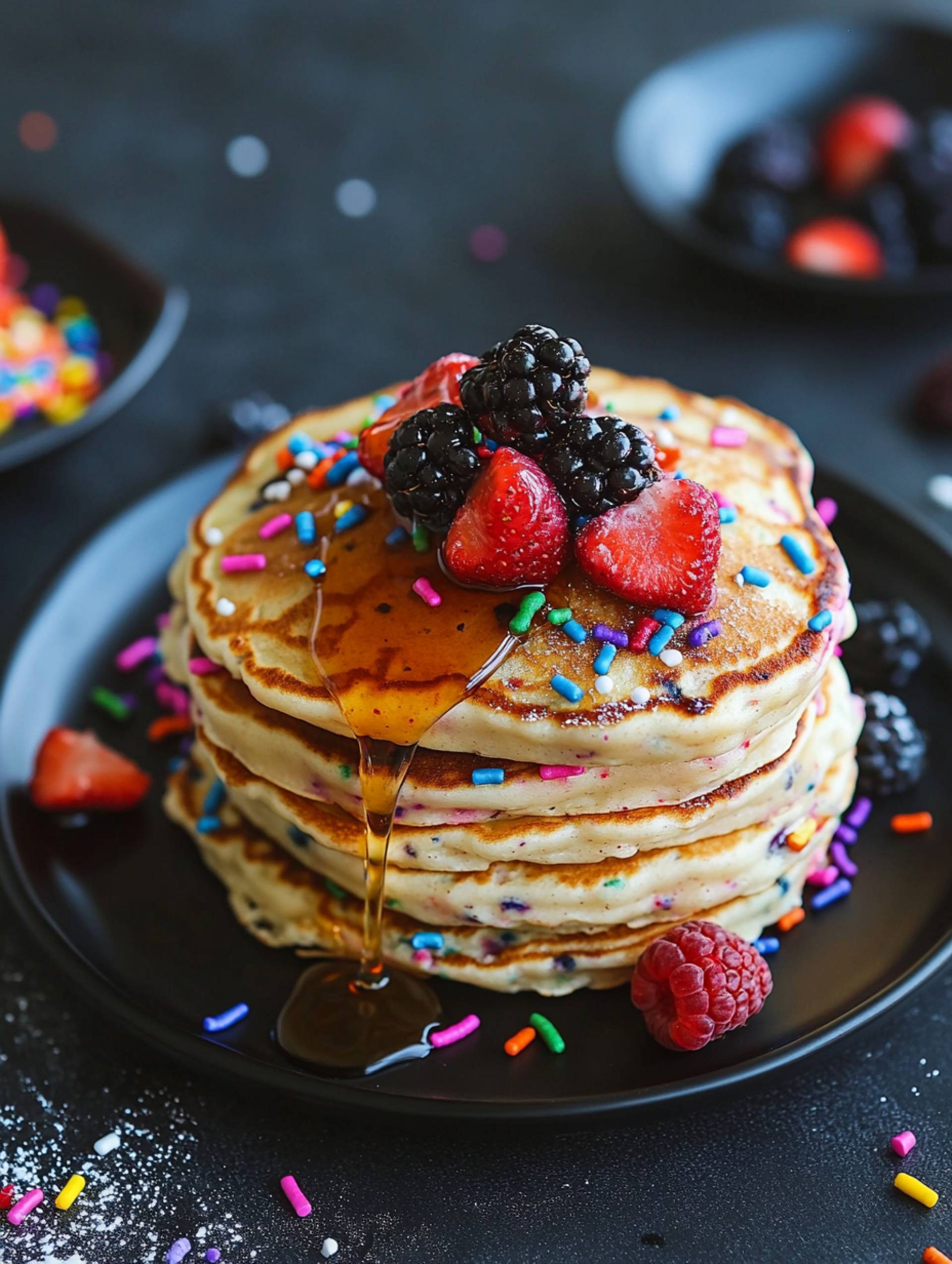 Birthday Cake Protein Pancakes.