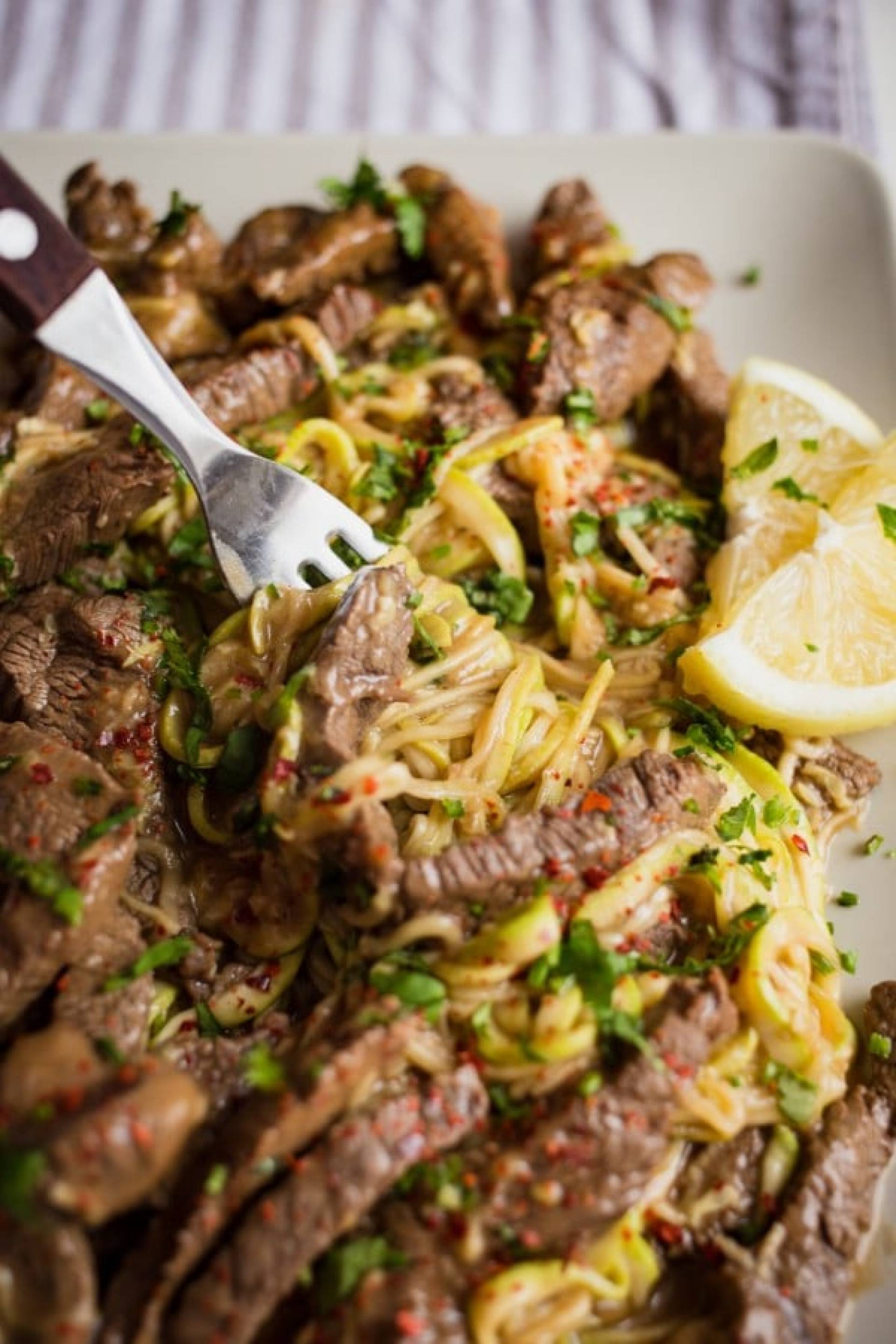 Steak Alfredo Pasta [Low Carb]